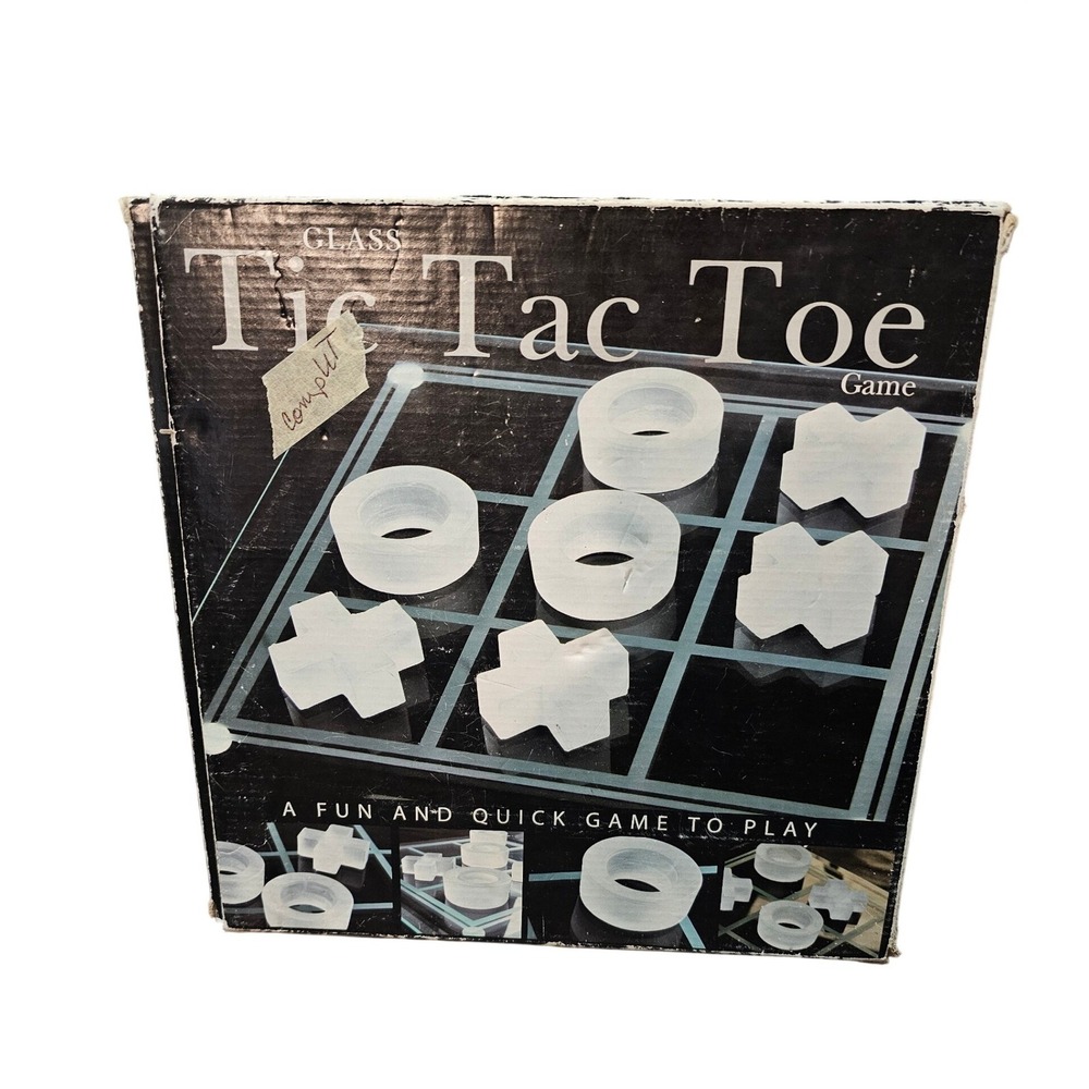 Vintage Frosted Glass Tic Tac Toe‎ Game Set Modern Coffee Table Decor B&C Inc